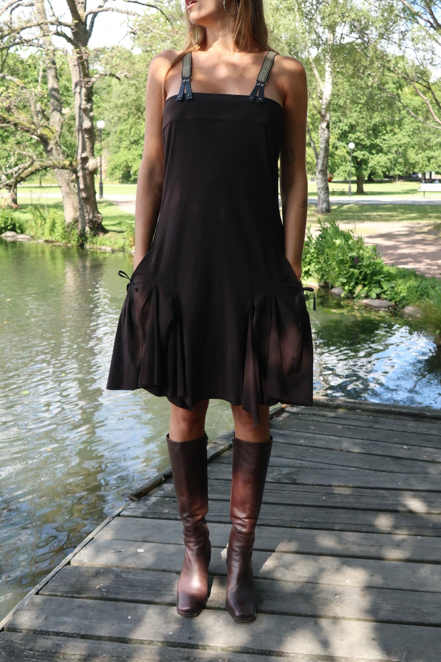 Brown Suspender Dress