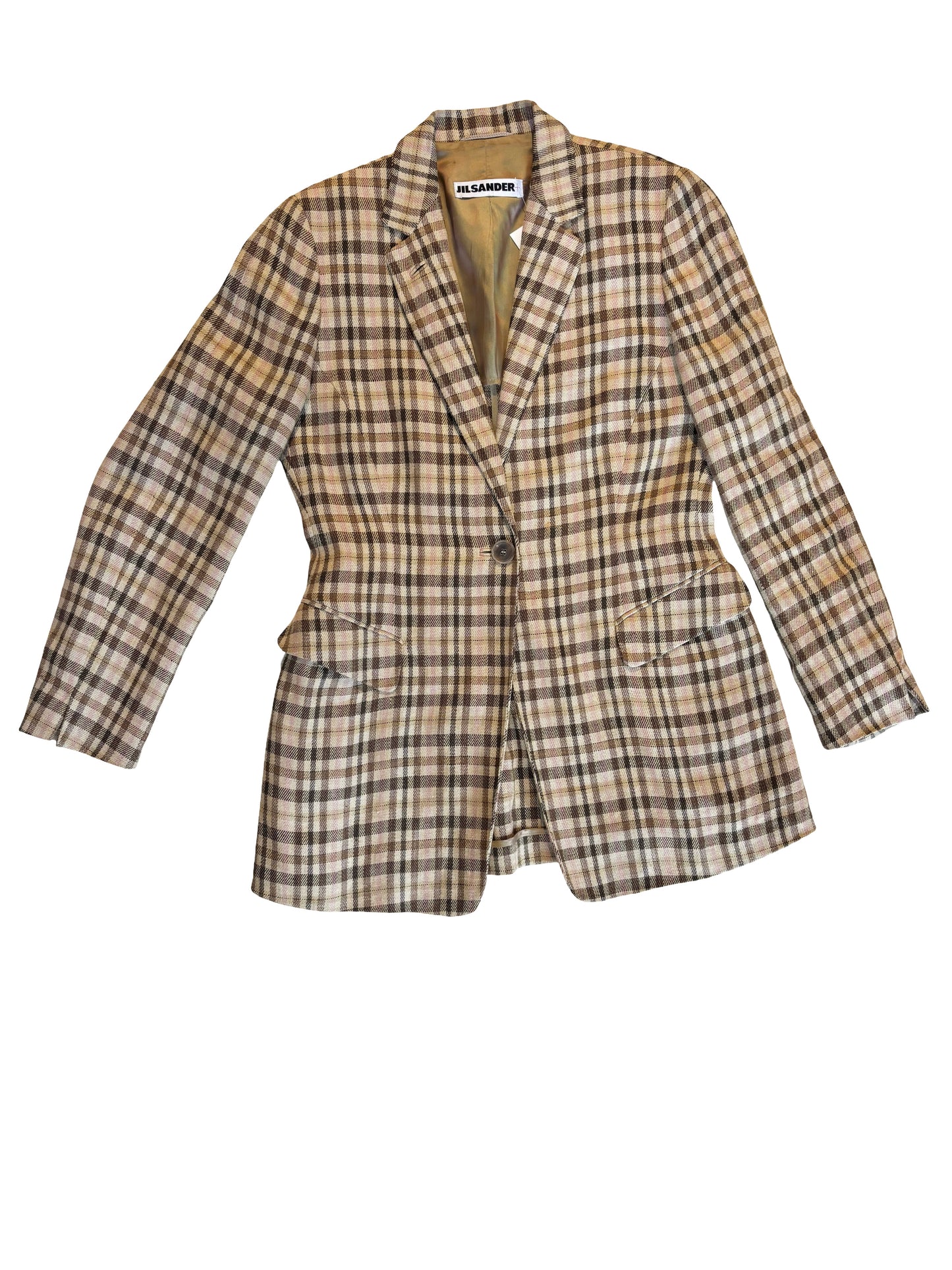 Vintage Checked Linen Blazer