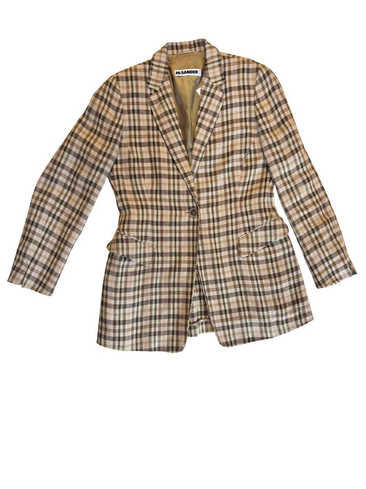 Vintage Checked Linen Blazer