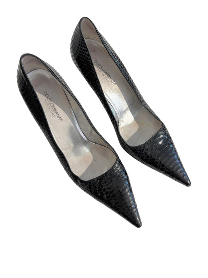 Black Snakeskin Pumps
