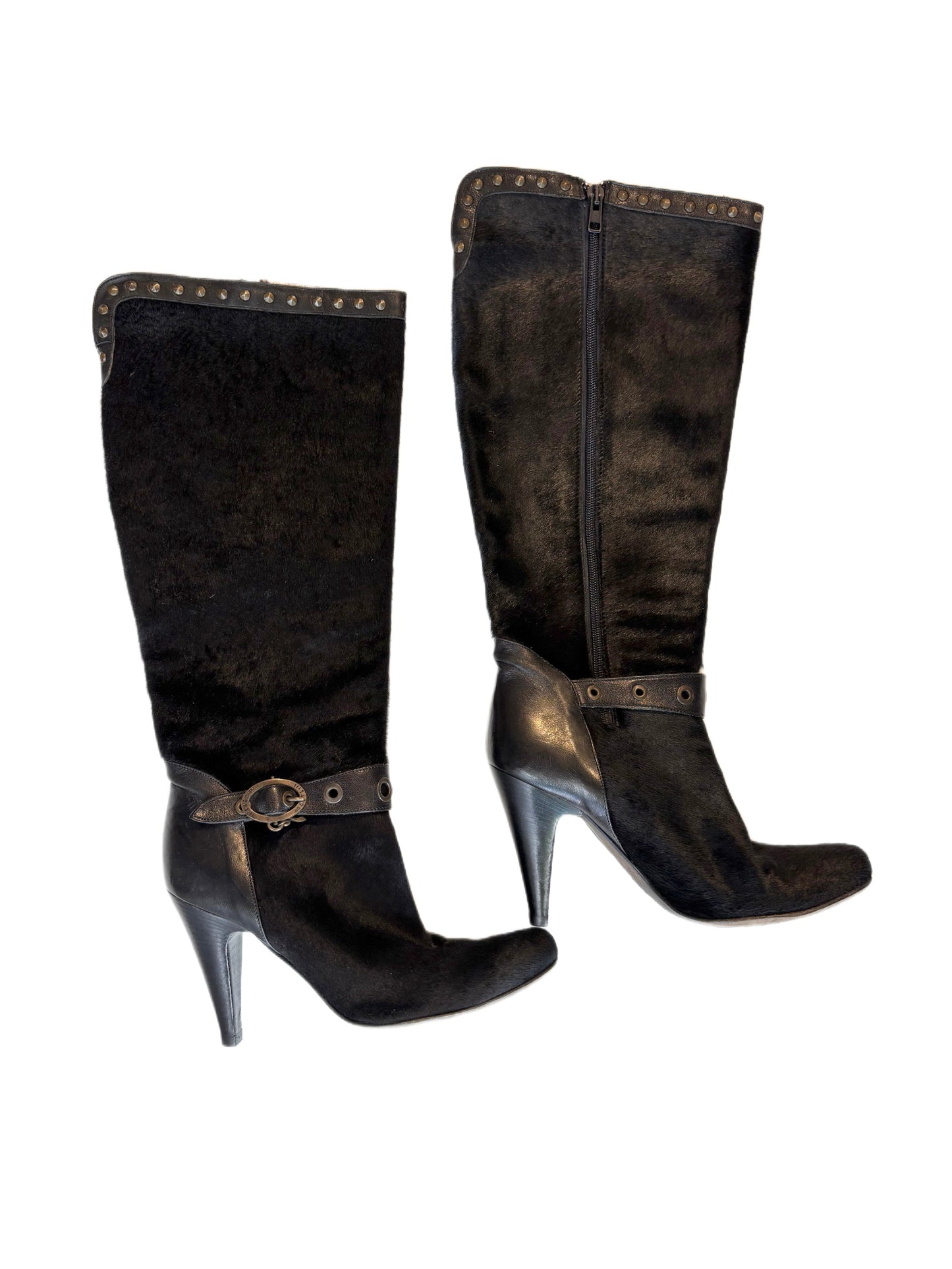 Studded Ponyhair Boots