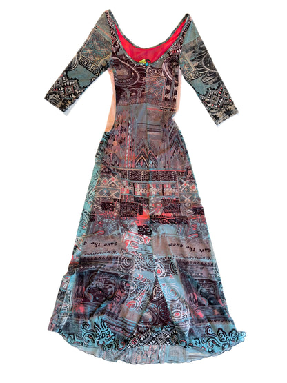 Patchwork Print Maxi Dress