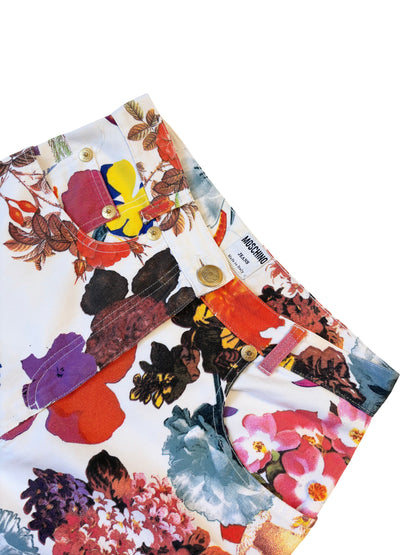 Jeans Floral Midi Skirt