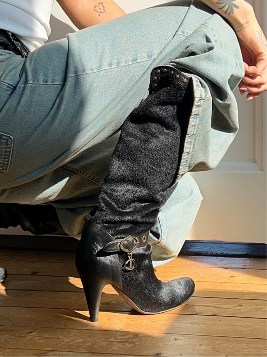 Studded Ponyhair Boots