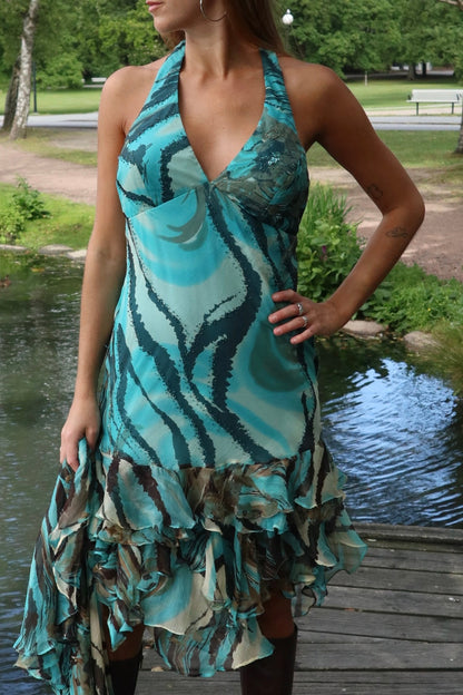 Turquoise Silk Mermaid Gown