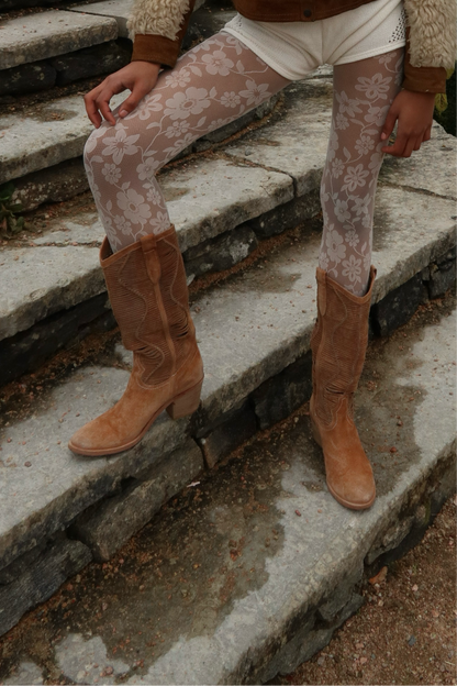 Cut Out Brown Leather Cowboy Boots