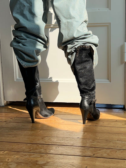 Studded Ponyhair Boots