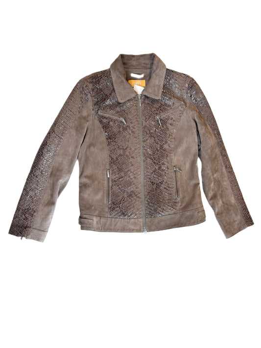 Brown Snakeskin Leather Jacket