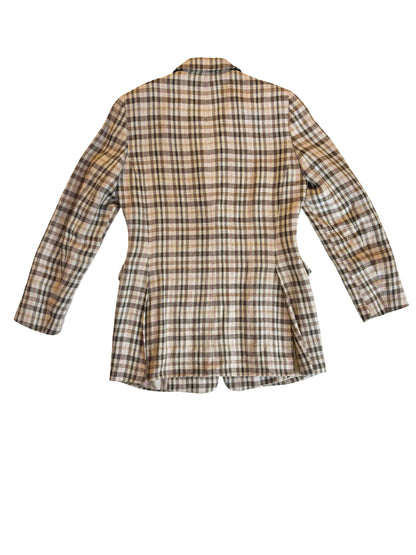 Vintage Checked Linen Blazer