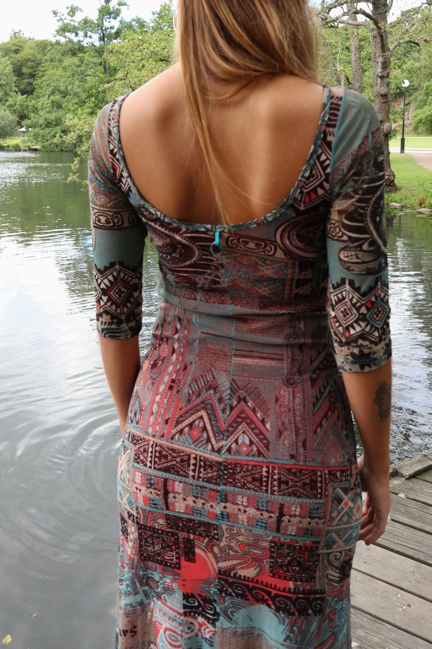 Patchwork Print Maxi Dress