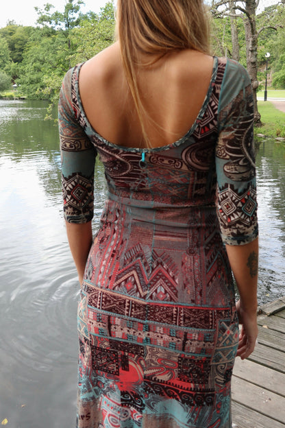 Patchwork Print Maxi Dress
