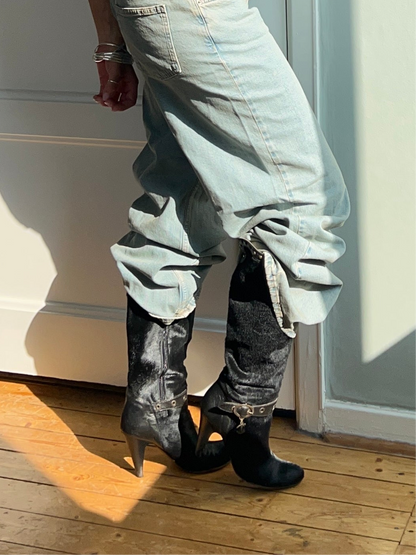 Studded Ponyhair Boots