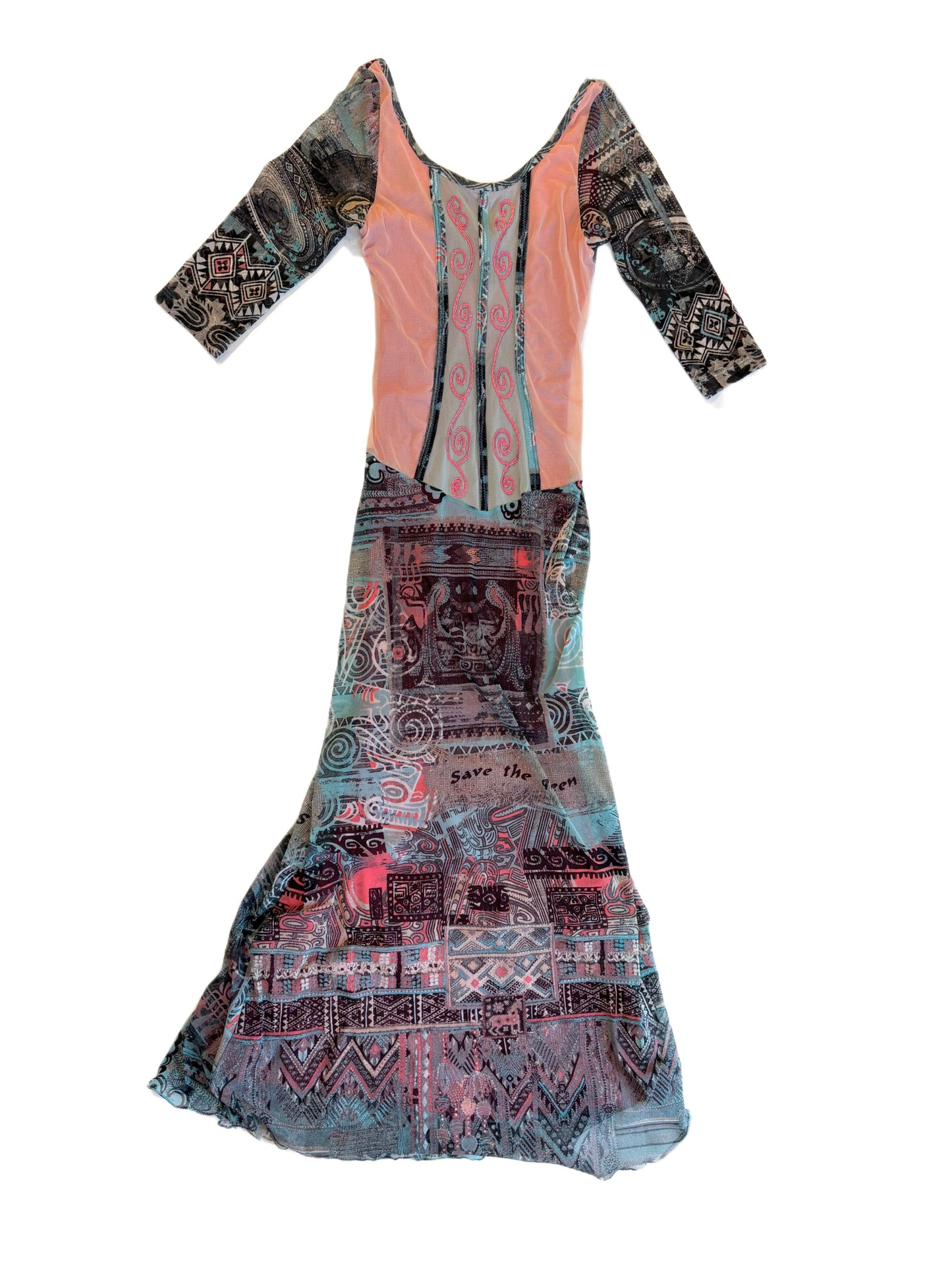 Patchwork Print Maxi Dress