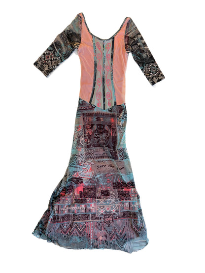 Patchwork Print Maxi Dress