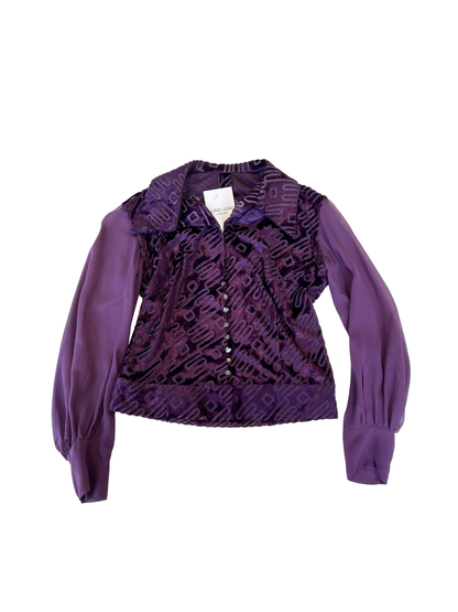 70’s silk Bejeweled Button Blouse