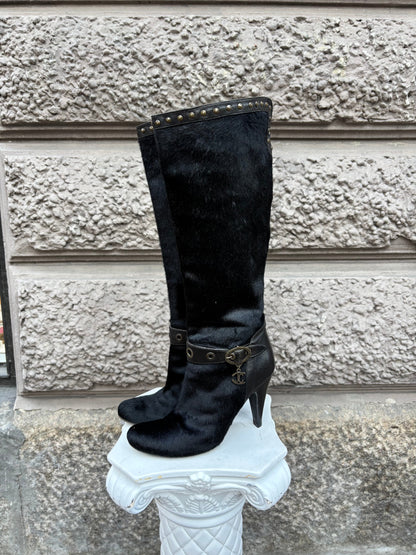Studded Ponyhair Boots