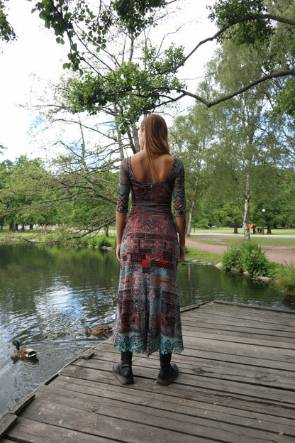 Patchwork Print Maxi Dress