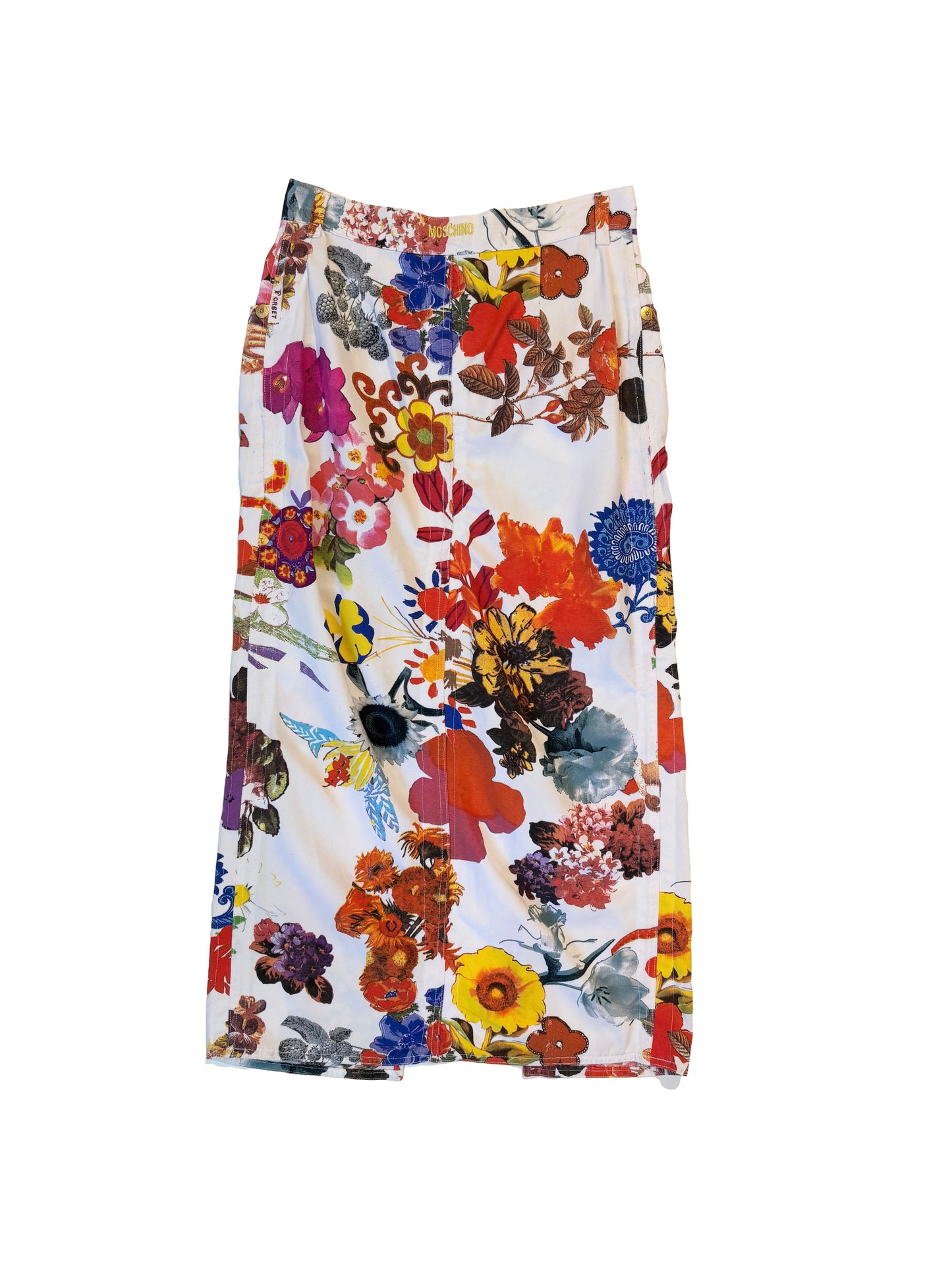 Jeans Floral Midi Skirt