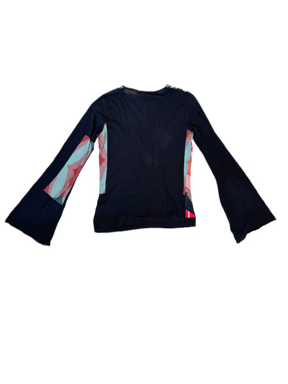 Face Print Flare Sleeve Top