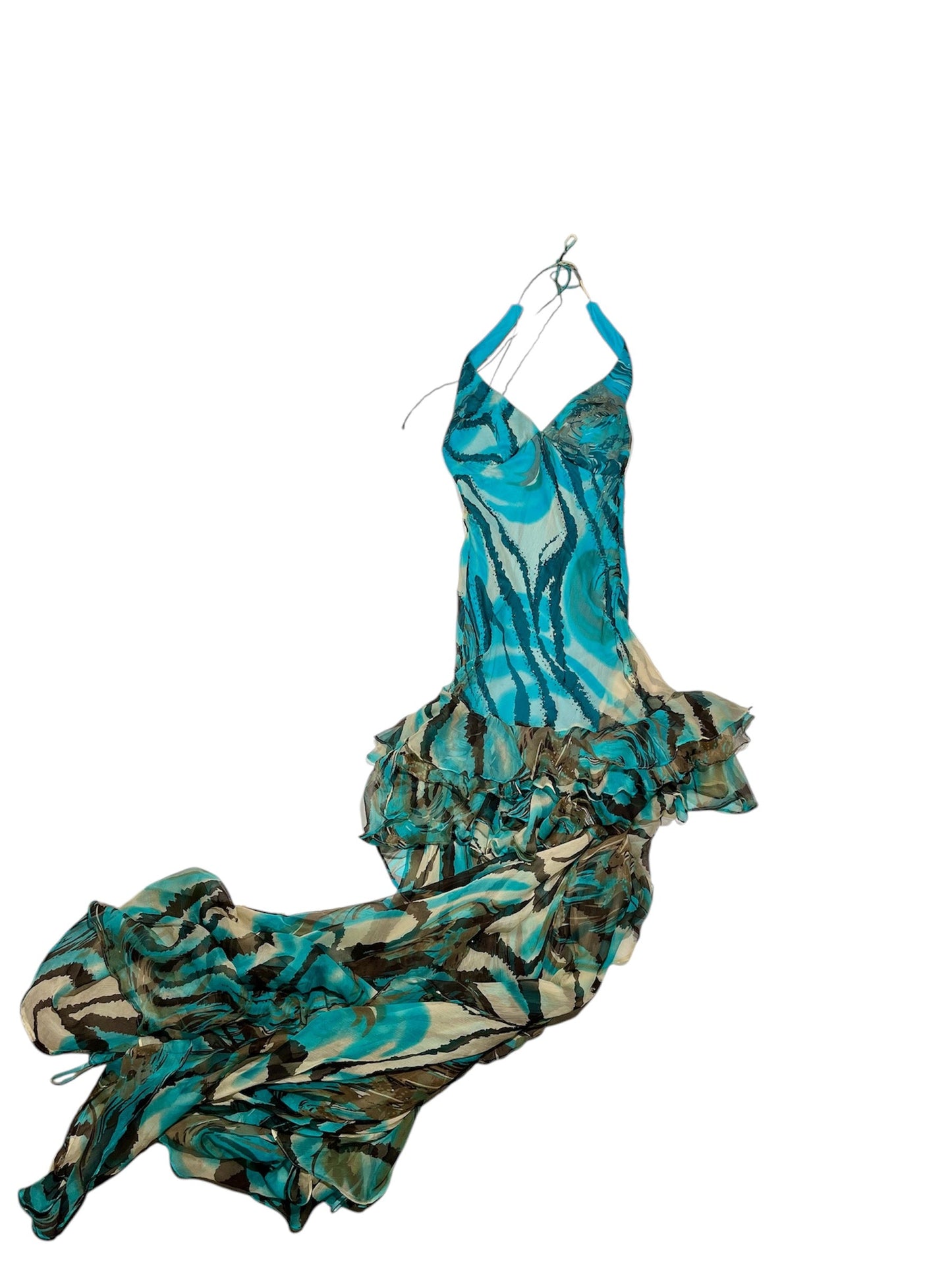 Turquoise Silk Mermaid Gown