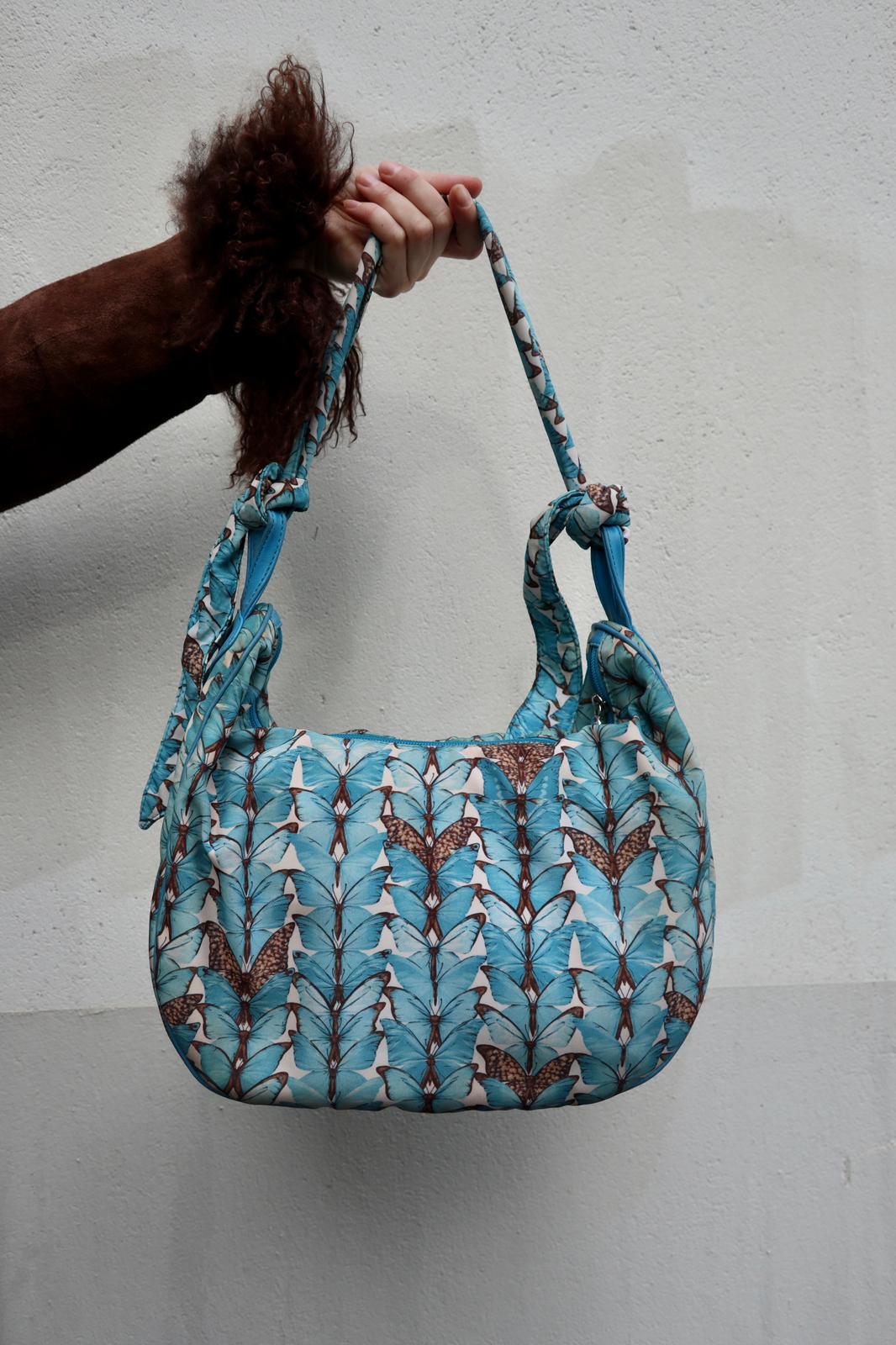 Aqua Blue Butterfly City Bag