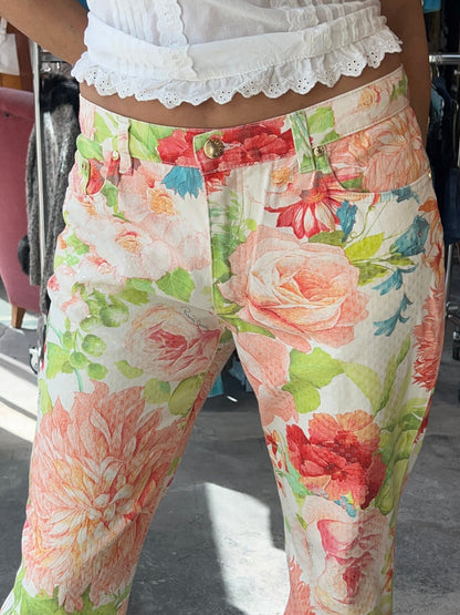 Shiny Vintage Floral Jeans